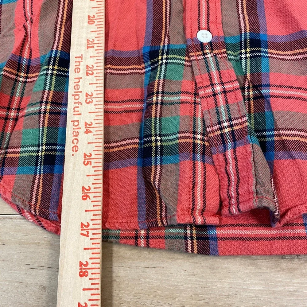J. Crew‎ Flannel Shirt Mens Small Sportsmen's Outfitter Plaid Salmon Pink Green